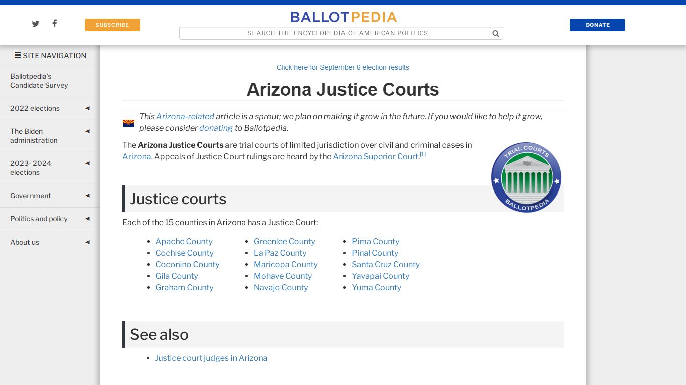 Arizona Justice Courts - Ballotpedia